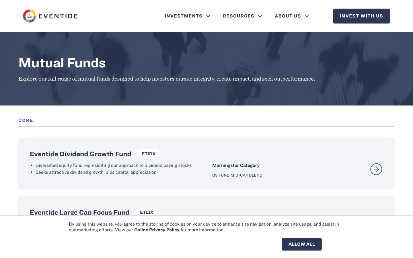 Eventide Mutual Funds screenshot