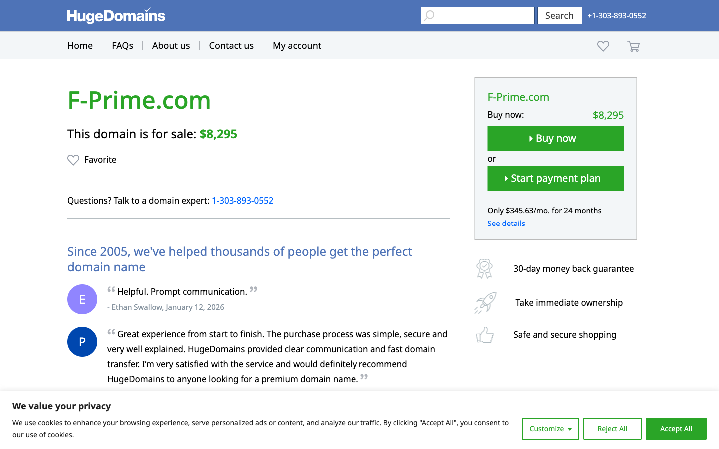 HugeDomains screenshot