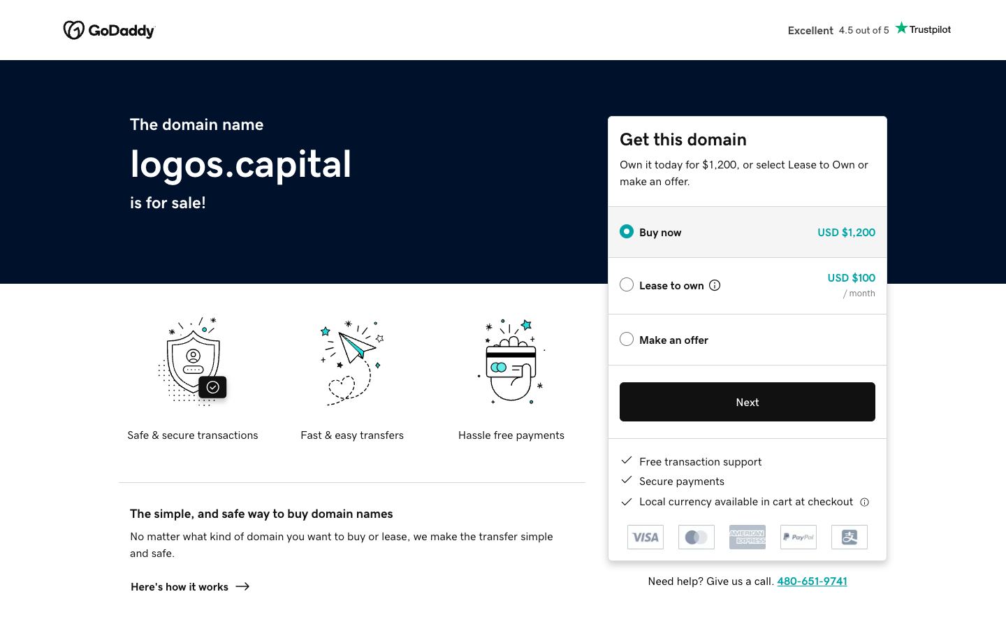 logos.capital is for sale — Buy for $1,200, Lease, or Offer screenshot