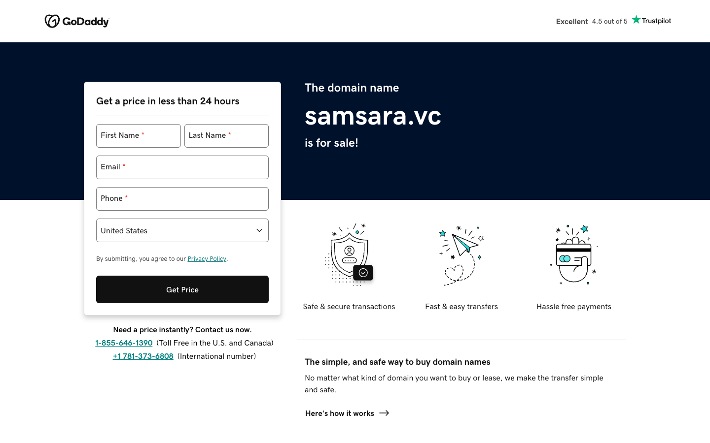samsara.vc is for sale — Get a price in 24 hours screenshot